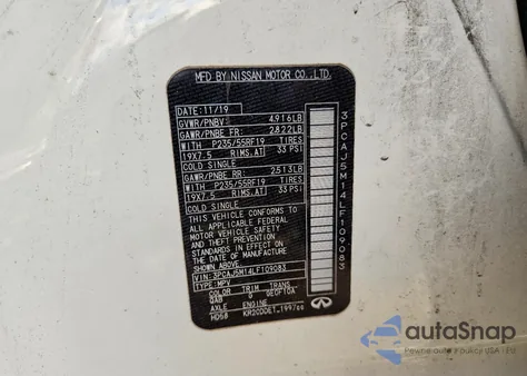 2020 Infiniti Qx50 Pure z USA, uszkodzony, nr VIN 3PCAJ5M14LF109083